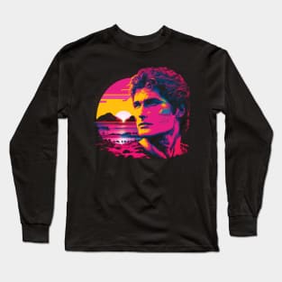 Synthwave David Hasselhoff Long Sleeve T-Shirt